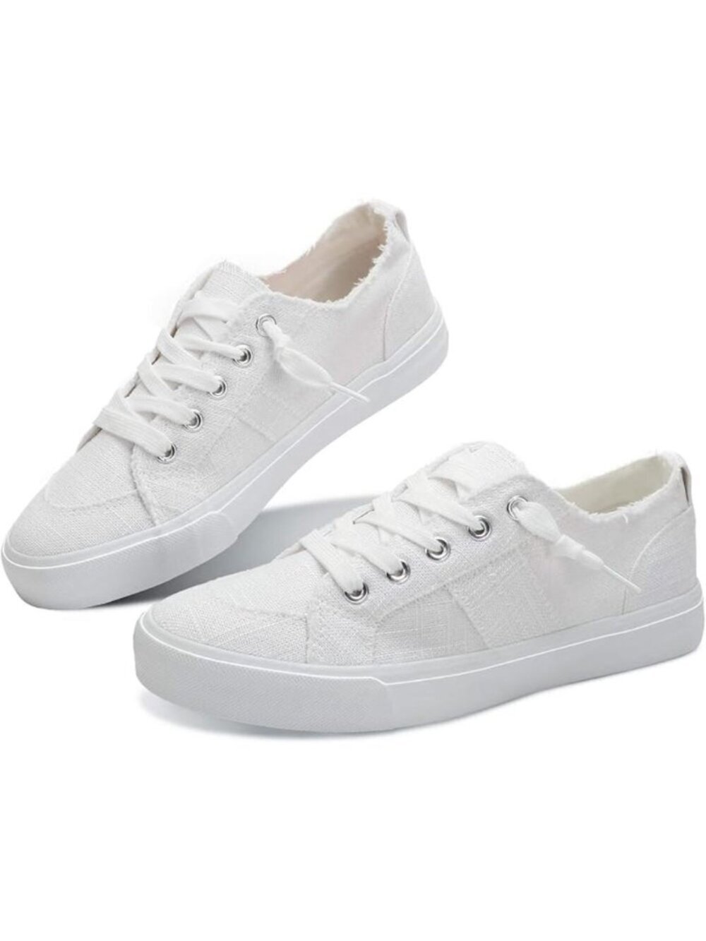 Women's White Linen Sneaker Washed and Leopard Canvas Slip on Shoes Fashion